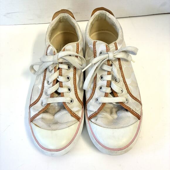 Coach Barrett Women’s Sneakers 9M – Cream w/ Brown Trim A1076 - Picture 2 of 8